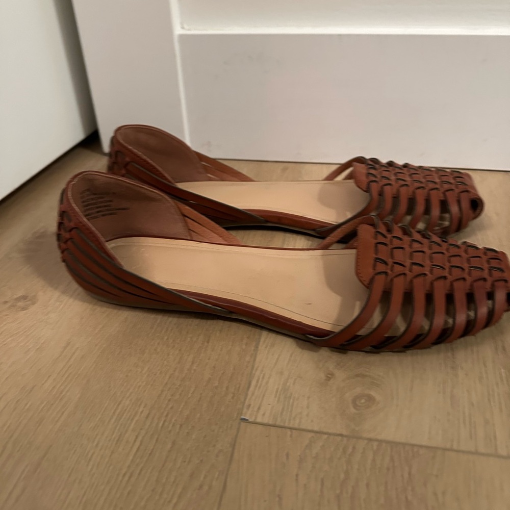 Woven Leather Flats in Cognac - Women's Casual Loafers - Picture 7 of 7